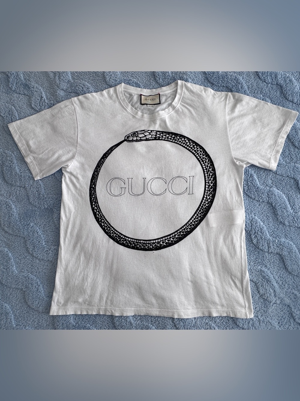 Gucci White Snake Cotton Crew Neck Short Sleeve Men's T-Shirt Size XL